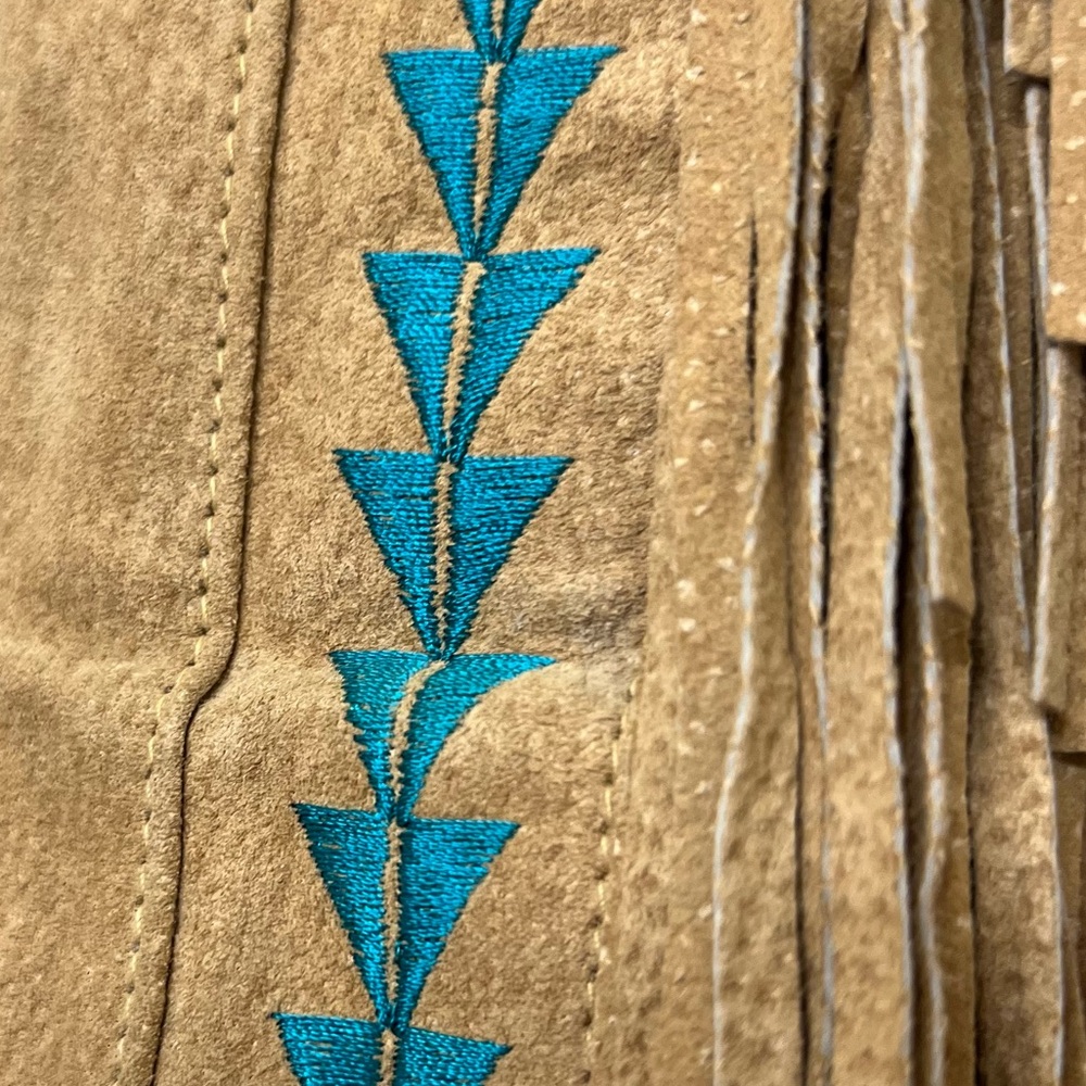 Vintage 80’s Pioneer Wear Fringe Suede Leather Tan Jacket Western Size S - Picture 4 of 15